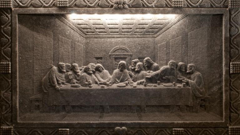 Picture of Last supper sculptured into salt in Wieliczka Salt mine. UNESCO World Heritage Site. shutterstock_31514059.jpg